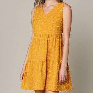 Lock & Love Sleeveless Tiered Tunic Dress Mustard Polka Dot Ladies Size XL NWT